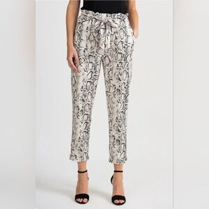 Joseph Ripkoff Black Ivory Animal Print Drawstring Crop Pants 4